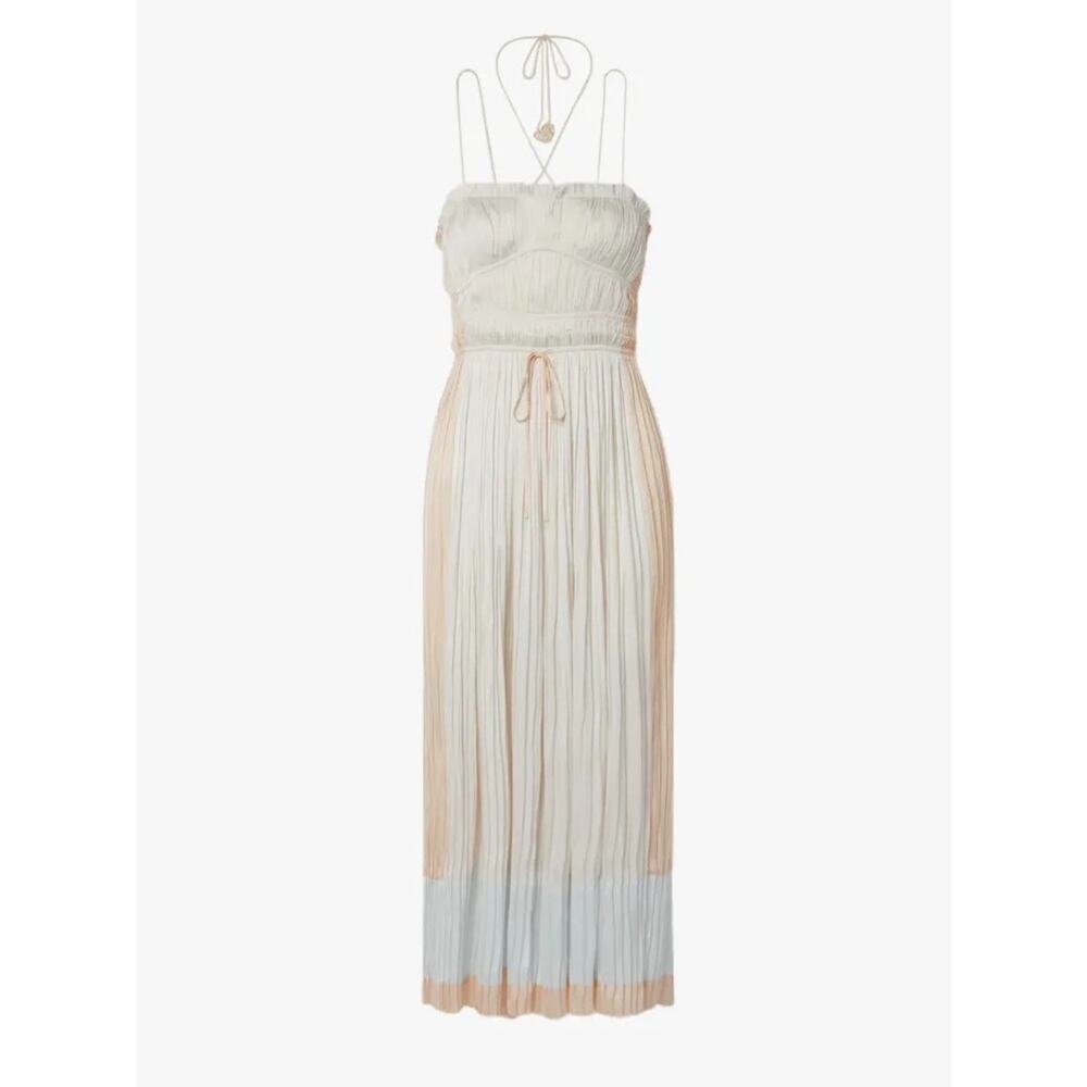 ULLA JOHNSON
Naveah pleated halter midi dress in midnight 👗